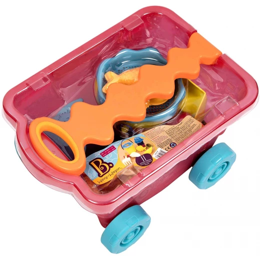 B. toys – Wavy-Wagon – Travel Beach Buggy (Red) with 11 Funky Sand Toys