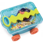 B. toys – Wavy-Wagon – Travel Beach Buggy (Sea Blue) with 11 Funky Sand Toys - بي. تويز