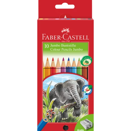 Faber castell- jumbo Triangular colored pencils- 10 Faber castell- jumbo Triangular colored pencils- 10