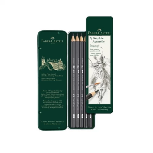 Faber Castell Graphite Aquarelle pencil, tin of 5 Faber Castell Graphite Aquarelle pencil, tin of 5