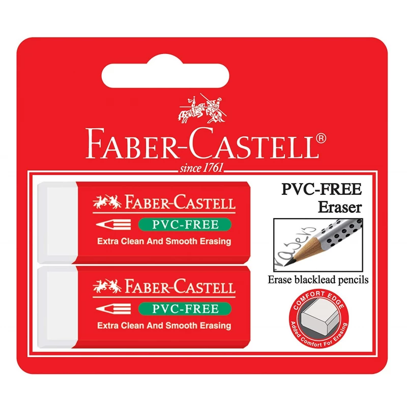 Faber- Castell  PVC Free Eraser White (2pc) - فابر كاستل