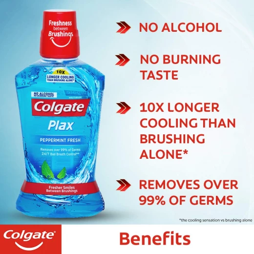 Colgate Plax Peppermint Fresh Mouthwash – 500 ml - كولجيت - Image 2