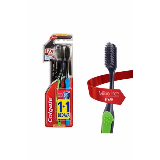 Colgate Toothbrush SlimSoft Wood Charcoal 1 Plus 1 - Colgate - Image 4