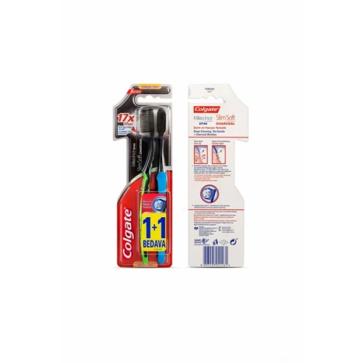 Colgate Toothbrush SlimSoft Wood Charcoal 1 Plus 1 - Colgate - Image 2