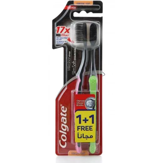 Colgate Toothbrush SlimSoft Wood Charcoal 1 Plus 1 Colgate Toothbrush SlimSoft Wood Charcoal 1 Plus 1