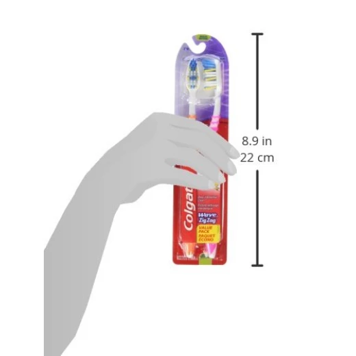 فرشاة أسنان كولجيت Zig Zag ، متوسطة ، عدد 2 + 1 مجانًا ، متنوعة - كولجيت - Image 2