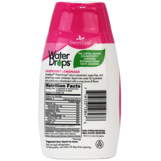 SweetLeaf Water Enhancer Raspberry Lemon Drops 48ml Zero Calories, No Sugar, Stevia Sweetened, 48 Servings - SweetLeaf - Image 2