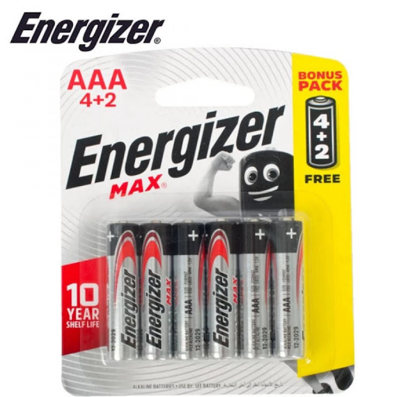 Energizer Battery Max (AAA) E92 BP6 4+2 Free - إنرجايزر