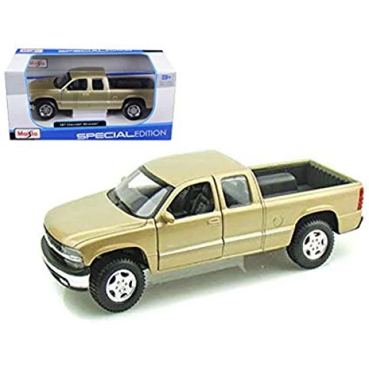 Maisto Chevrolet Silverado Pickup Truck, Gold, 1/27 Scale Diecast Model Toy Car - مايستو - Image 2