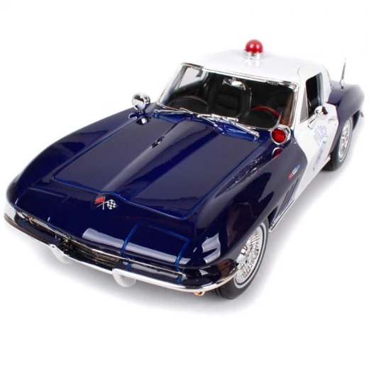Maisto Chevrolet Corvette Blue and White Police 1965 1/18 - مايستو - Image 2