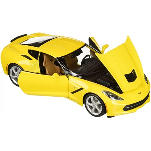 Maisto Chevy Corvette, Yellow - 1/18 Scale Diecast Model Toy Car - مايستو - Image 3