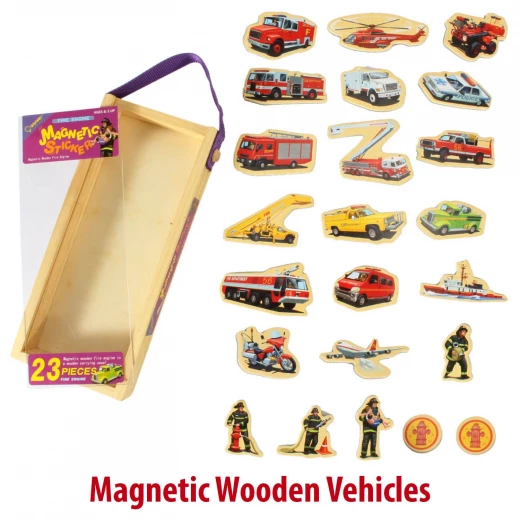 QISIWEI Wooden Magnets Fire Engine 23 Pieces - Image 3