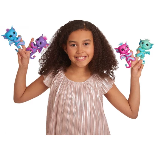 Fingerlings - Glitter Dragon - Sandy (Pink with Blue) - Interactive Baby Collectible Pet - فينجرلينجز - Image 2
