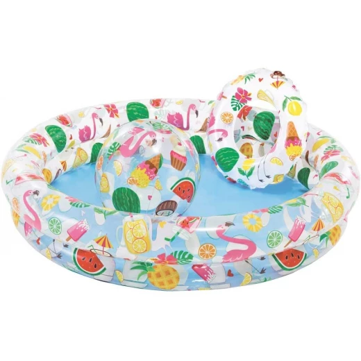 Intex Piscina Inflable + Pelota+ Flotaor 1.22Mx25Cm Intex Piscina Inflable + Pelota+ Flotaor 1.22Mx25Cm