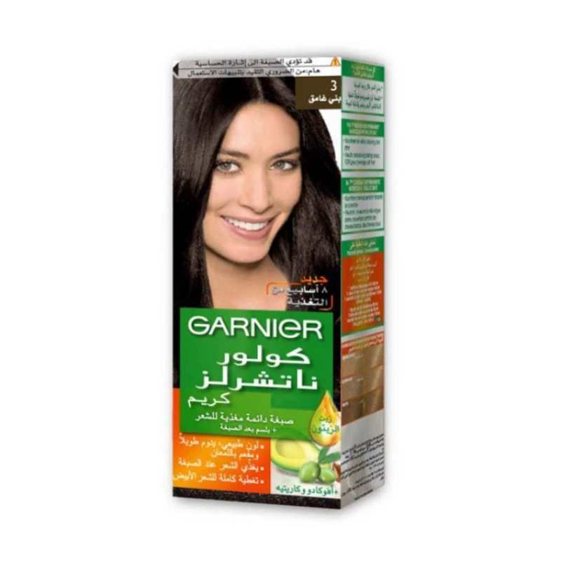 Garnier Color Naturals Nourishing Cream Hair Dye, 3 Dark Brown - Garnier