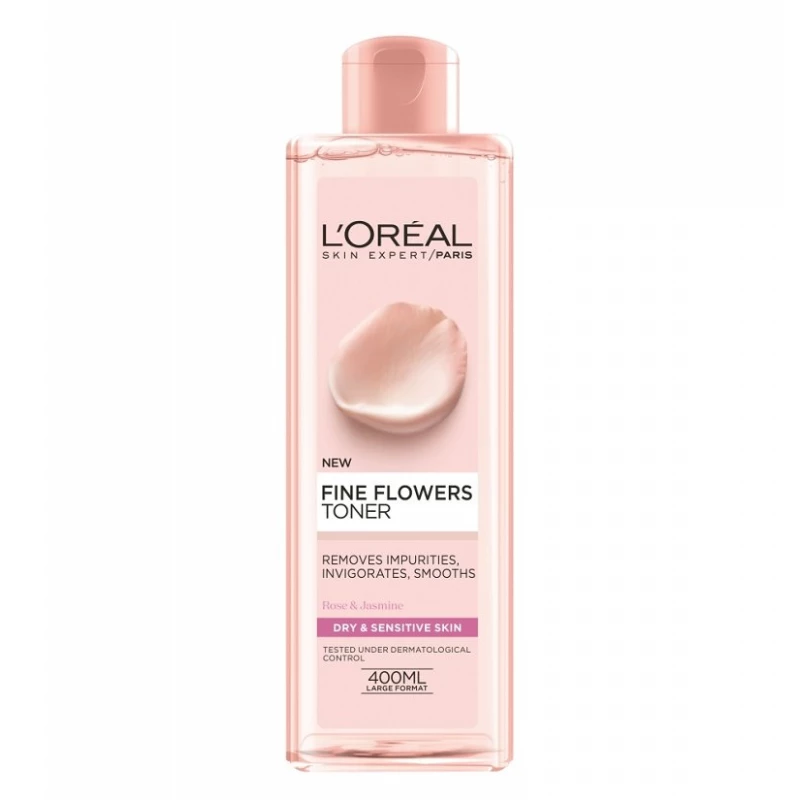 L’oreal Paris Fine Flowers Toner Dry & Sensitive Skin, 400 ml - لوريال باريس