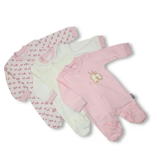 Necix's 3 Overall Set, Pink & White for 0-3 m - Image 2