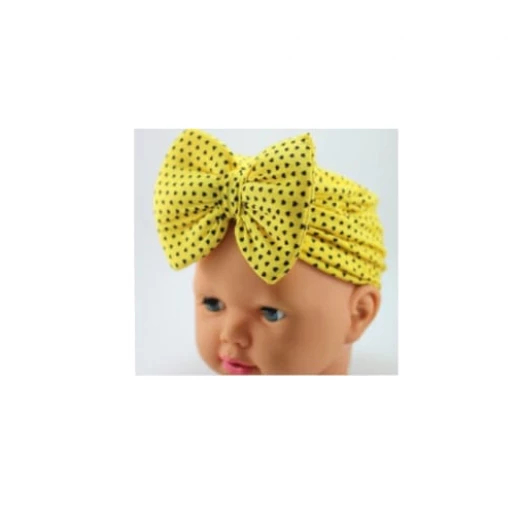 Baby Turban Headband, Yellow with Black Hearts Baby Turban Headband, Yellow with Black Hearts