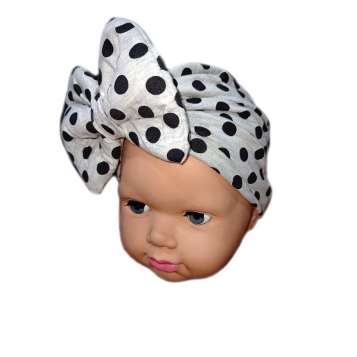 Baby Turban Headband, Grey with Black Dots Baby Turban Headband, Grey with Black Dots