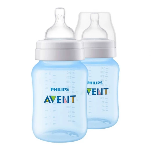 Philips Avent Classic Plus Feeding Bottle 2 Pack 260 ml, Blue - فيليبس افينت - Image 2