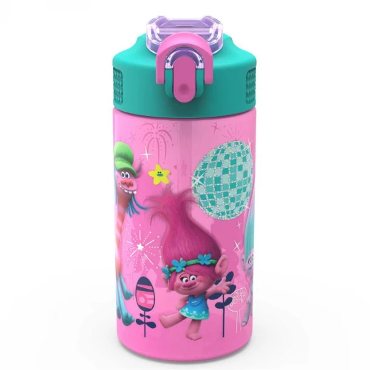 Zak Trolls Water Bottle with Straw - Poppy & Friends Zak Trolls Water Bottle with Straw - Poppy & Friends