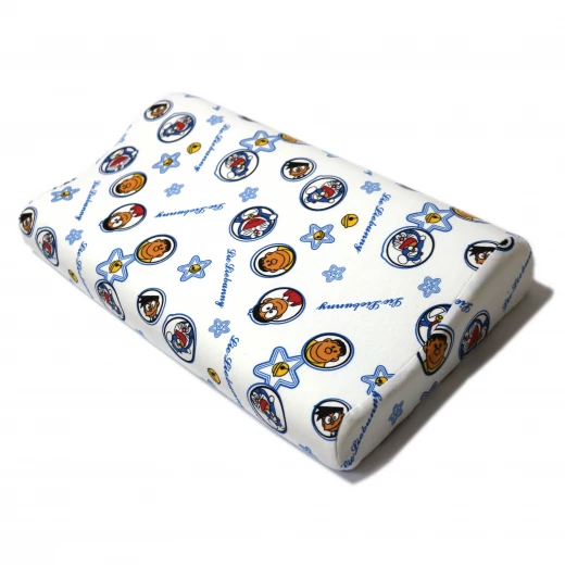Memory Foam Contour Pillow For Baby Cartoon Printed Orthopedic Pillow, White&Blue Memory Foam Contour Pillow For Baby Cartoon Printed Orthopedic Pillow, White&Blue