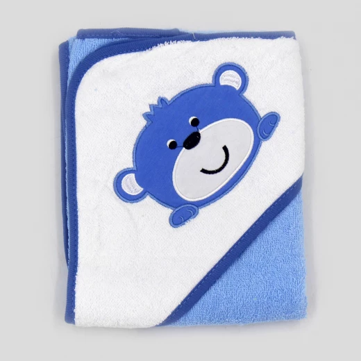 Fashion Baby Bath Towel Hooded Blue Bear - Image 2