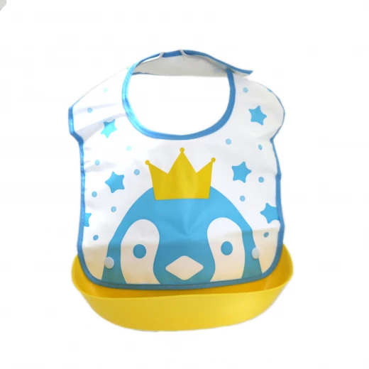 Plastic Bib For Eating, Blue & Yellow Plastic Bib For Eating, Blue & Yellow