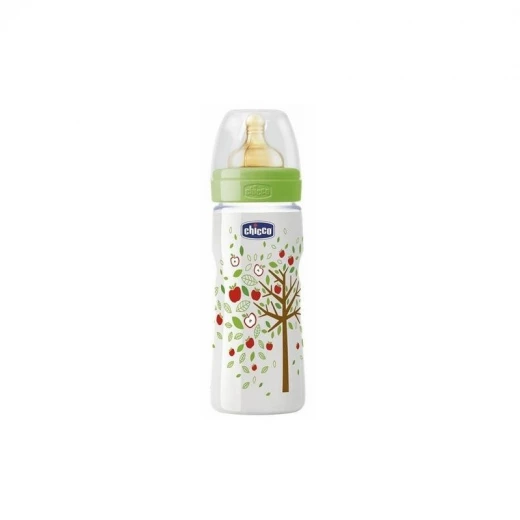Chicco Well-Being Bottle, Fast Flow, Silicone Nipple, 330ml, Green Chicco Well-Being Bottle, Fast Flow, Silicone Nipple, 330ml, Green
