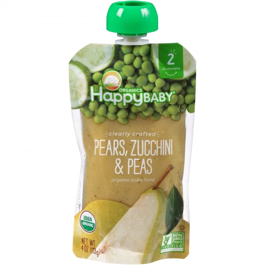 Happy Baby Organics Pears, Zucchini & Peas Pouch, 113 g - هابي بيبي - Image 4