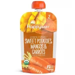 Happy Baby Organic Clearly Crafted Stage 2 Baby Food Sweet Potatoes, Mangos & Carrots Pouch, 113 g - هابي بيبي