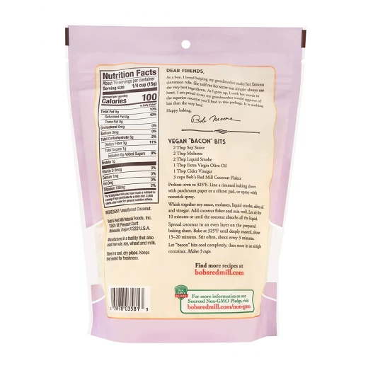 Bob's Red Mill Unsweetened Flaked Coconut, 284 g - بوبز ريد ميل - Image 3