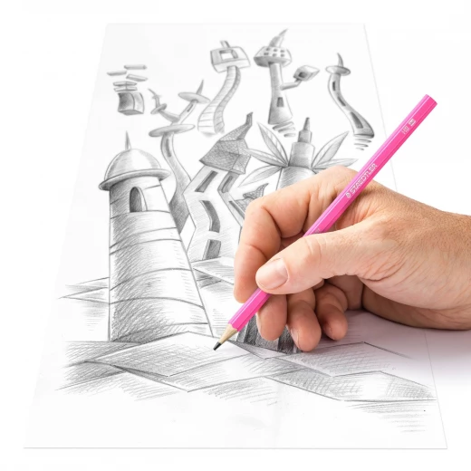Staedtler Wopex Neon Graphite Pencil Kit - Pink with Sharpener and Eraser - ستدلر - Image 5