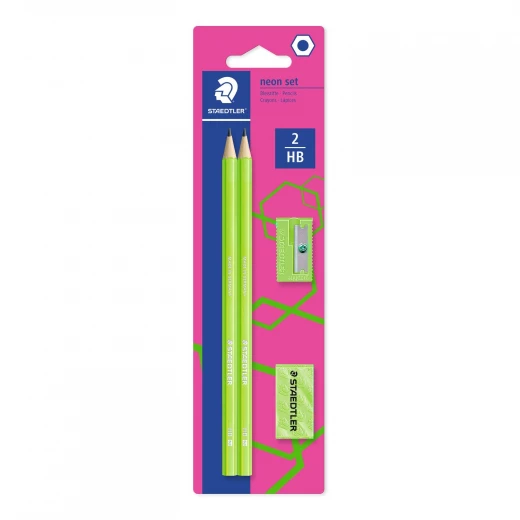 Staedtler Wopex - Graphite Pencils Neon Kit - Green, with Sharpener and Eraser Staedtler Wopex - Graphite Pencils Neon Kit - Green, with Sharpener and Eraser