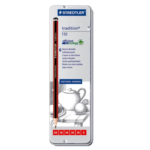Staedtler Tradition Softlead Pencil, Tin of 6 Staedtler Tradition Softlead Pencil, Tin of 6