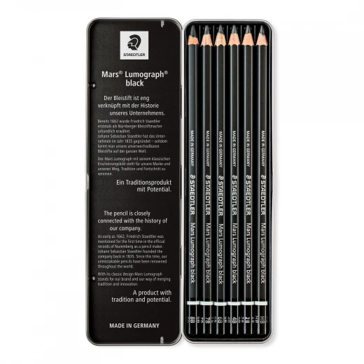 Staedtler Mars® Lumograph® Black Drawing Pencil Pack of 6 - ستدلر - Image 5