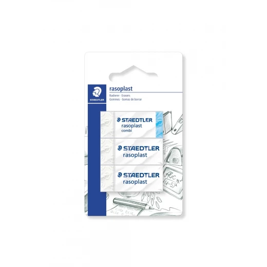 Staedtler Rasoplast Eraser Set, 1 x Rasolplast Combi Eraser, 2 X Rasoplast Eraser Staedtler Rasoplast Eraser Set, 1 x Rasolplast Combi Eraser, 2 X Rasoplast Eraser