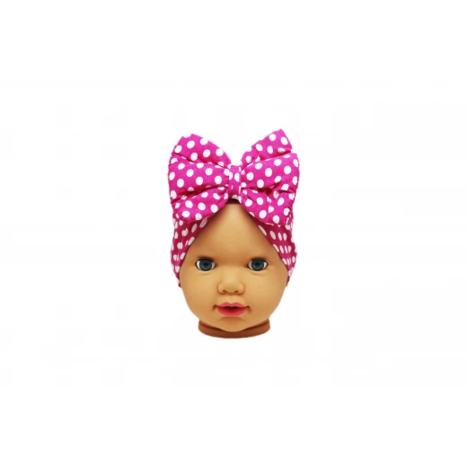 Baby Turban Headband, Fuchsia with White Dots Baby Turban Headband, Fuchsia with White Dots
