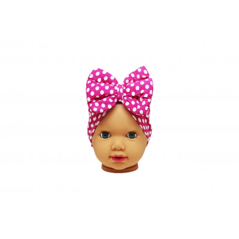 Baby Turban Headband, Fuchsia with White Dots