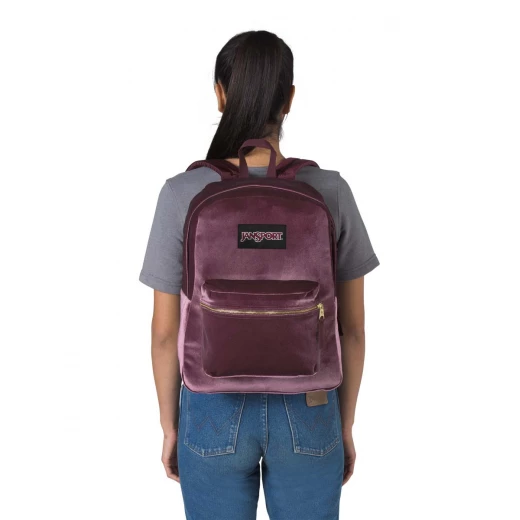 JanSport Superbreak Velvet Backpack, Dried Fig Velvet - جان سبورت - Image 2