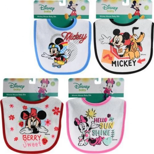 Mickey & Minnie Cotton Baby Bib, Blue - ديزني - Image 2