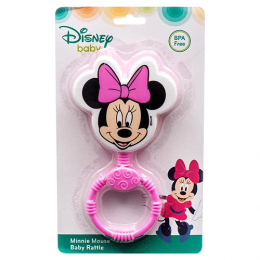 Minnie Head Shaped Baby Rattle, Pink Minnie Head Shaped Baby Rattle, Pink