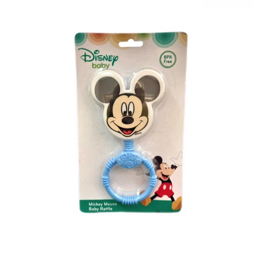 Mickey Head Shaped Baby Rattle, Blue Mickey Head Shaped Baby Rattle, Blue