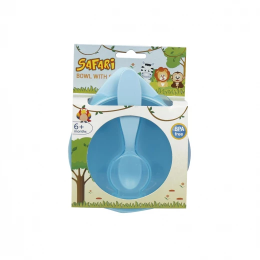 Safari Baby Bowel Set With Spoon, Blue Safari Baby Bowel Set With Spoon, Blue