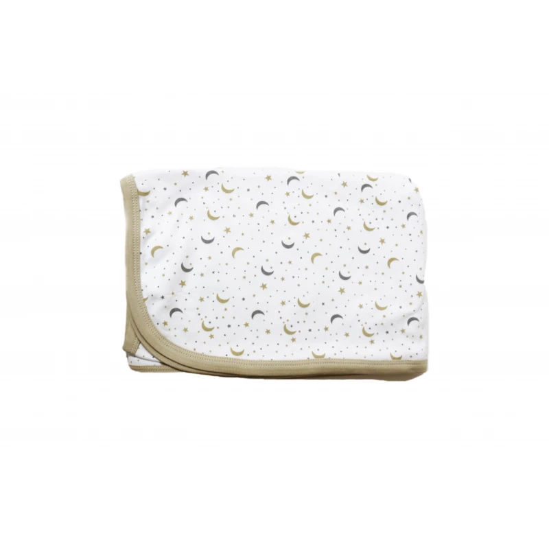 Baby Cotton Blanket, Beige&White, Stars Shape