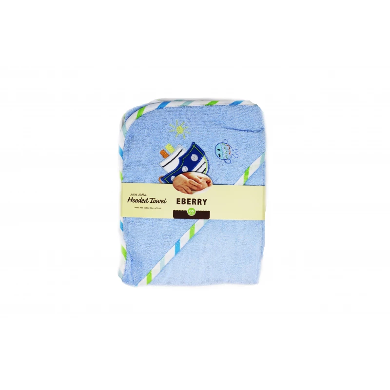 Hooded Towel, Blue, Boat