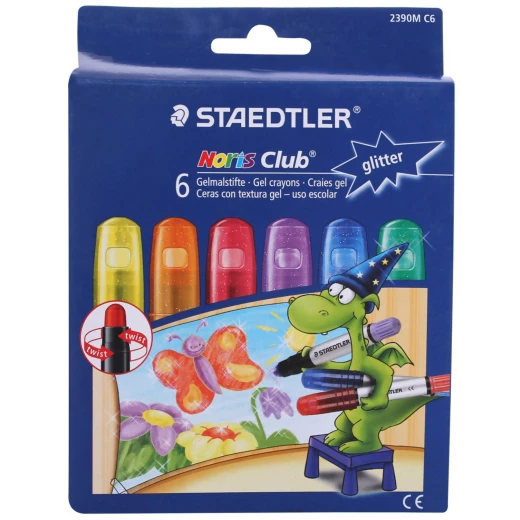 Staedtlers Gel Twister Crayon Glitter Pack of 6 Staedtlers Gel Twister Crayon Glitter Pack of 6