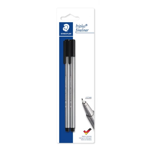 Staedtler Triplus Fineliner Triangular Fineliner 0.3 mm Black, Pack of 2 Staedtler Triplus Fineliner Triangular Fineliner 0.3 mm Black, Pack of 2