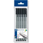 Staedtler Triplus Fineliner Triangular Fineliner 0.3 mm Black, Pack of 6 - ستدلر