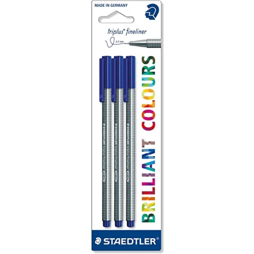 Staedtler Triplus Fineliner Triangular Fineliner 0.3 mm Blue, Pack of 3 Staedtler Triplus Fineliner Triangular Fineliner 0.3 mm Blue, Pack of 3